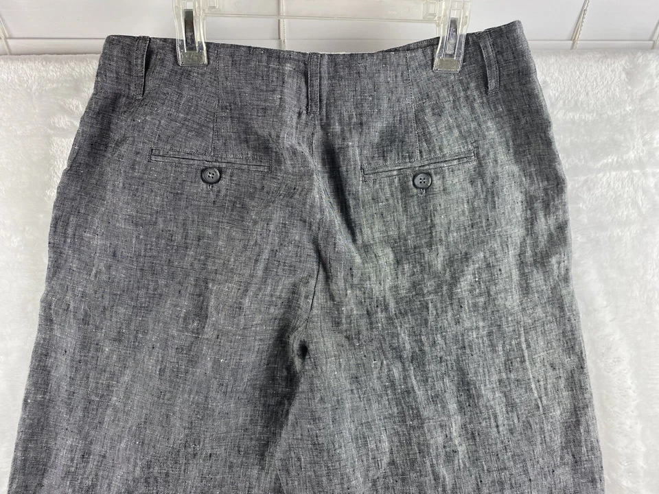 Max Studio Pantalón Lino Pierna Ancha Gris Talla 6 Foto 4 de 4