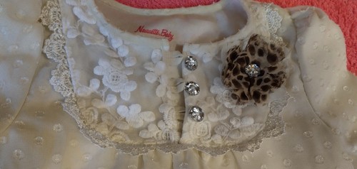 Off-White Dress Nannette Baby Toddler GirlsVTG 24 MONTHS LACE CRYSTAL BUTTONS L - Picture 2 of 5