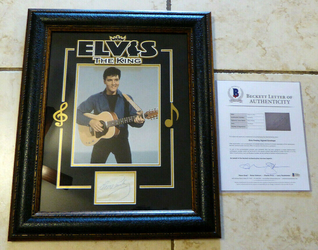 Elvis Presley Autographed Signed Authentic Framed Display Autograph, The King, Beckett Loa 
