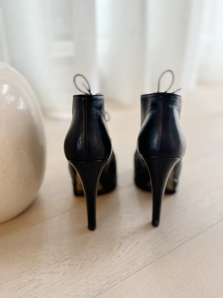 CHANEL Lace-Up Leather Booties (SIZE 36) | eBay