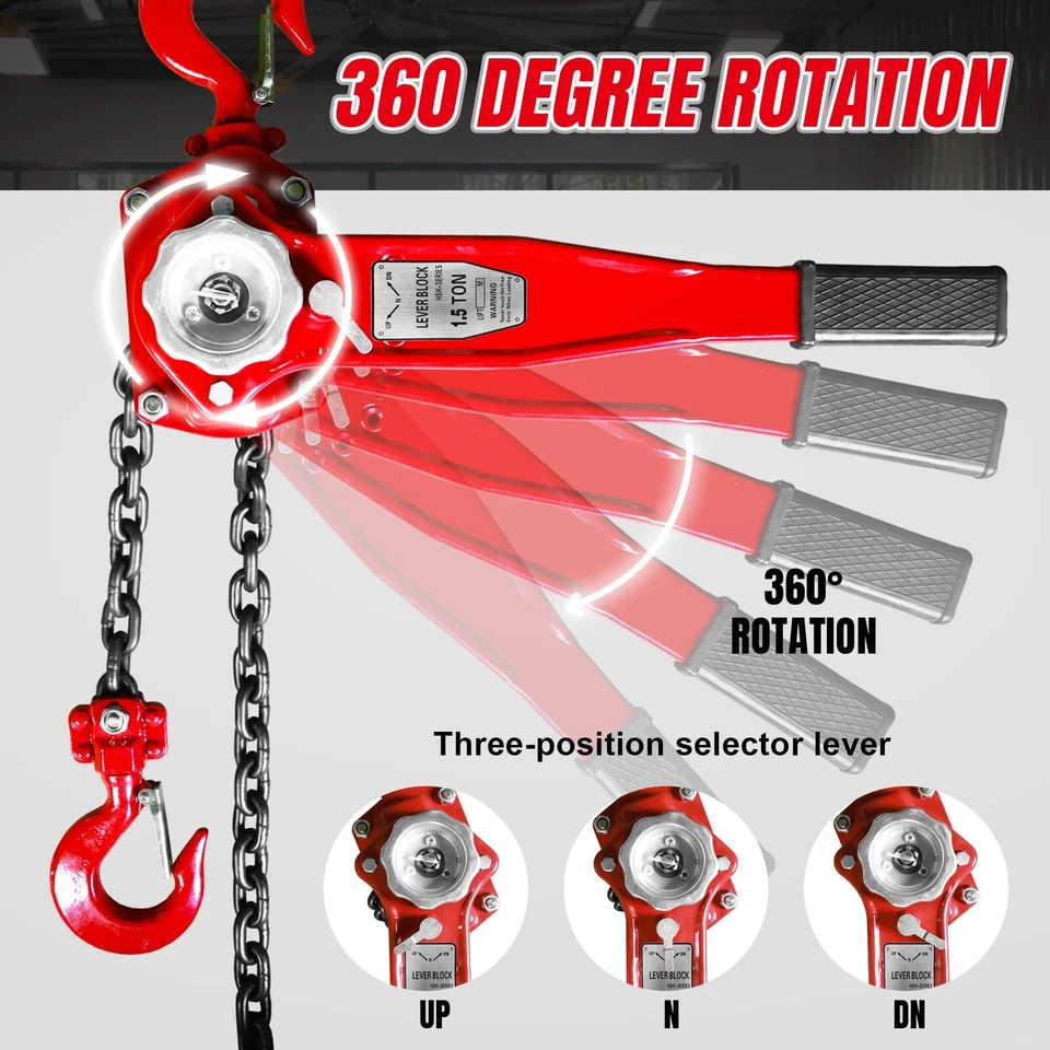 Polipasto de cadena de palanca manual BIG RED 3000 libras vienen, maquinaria automotriz Foto 3 de 4
