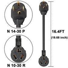 1.5FT 3 Prong to 4 Prong Dryer Adapter NEMA 14-30P to 10-30R Cord Adapter