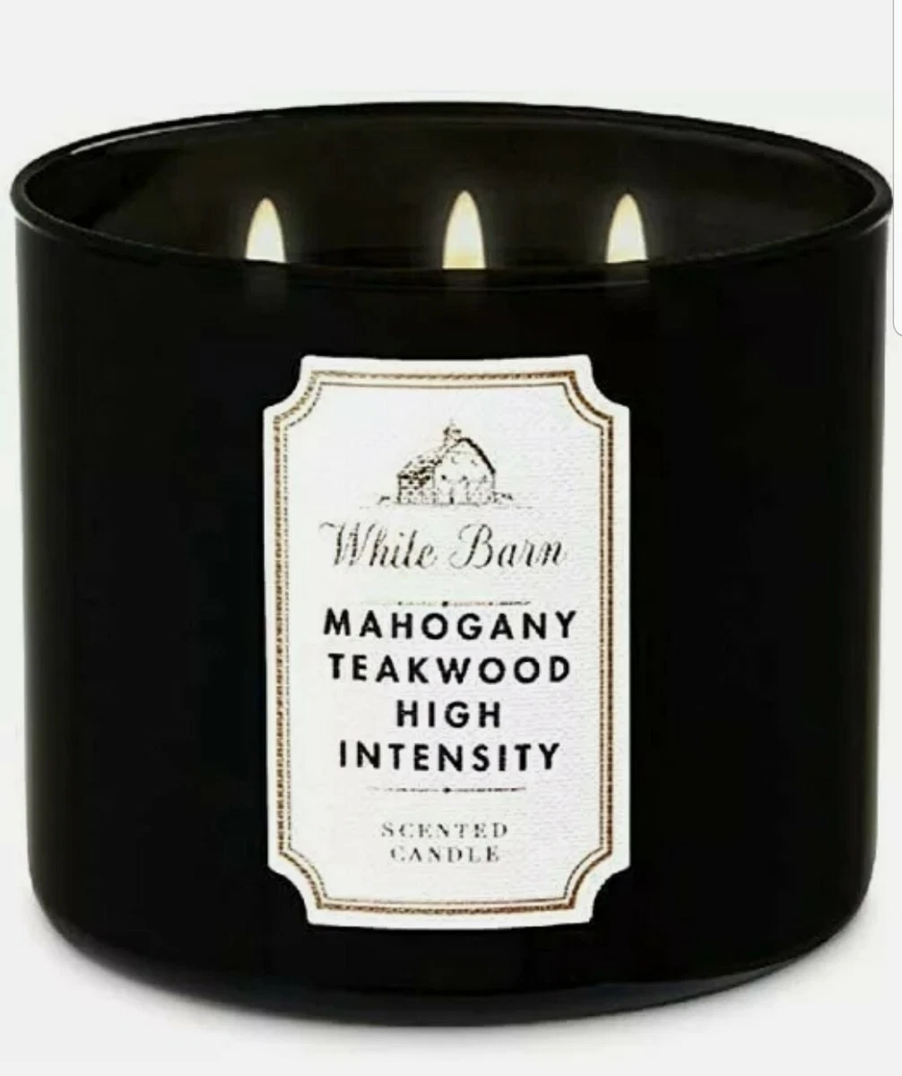 BATH & BODY WORKS MAHOGANY TEAKWOOD HIGH INTENSITY 3-WICK SCENTED CANDLE  14.5 OZ