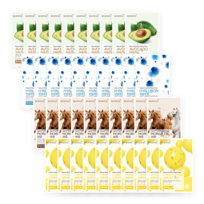 EUNYUL AVOCADO HYALURON HORSE OIL COENZYME Q10 Moisture Face Mask Pack 40 Sheets
