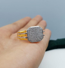 Luxury Gold Ring 22K Cluster Round Brilliant Cut CZ Sparkling Dainty Gold Ring