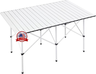 Mesa de camping de aluminio resistente con diseño encajable, color blanco NUEVO.