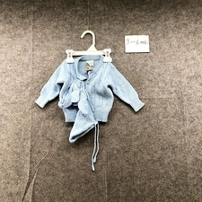 NWT VTG Confetti Knits Baby 3-6M Knit Cardigan Hat Socks 3 Pc Set Boys Girls