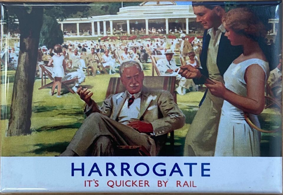 Harrogate Man in Chair (Old Rail Ad.) Fridge Magnet