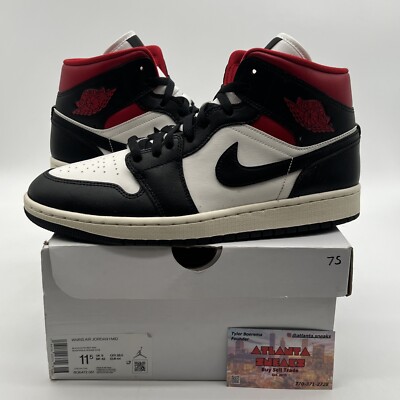 Size Air Jordan Mid Black Sail Gym Red W White Black Red  (BQ6472-061)