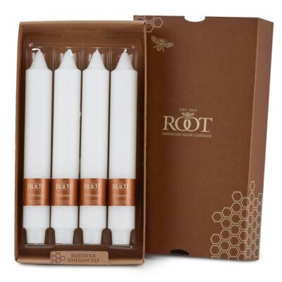 Root Timberline Collenette Candles  9'', White - Box of 4 (519147)