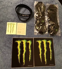 Monster Energy Drink Promo Pack, Stickers, Lanyards, Tattoos, Wristbands - NEW!
