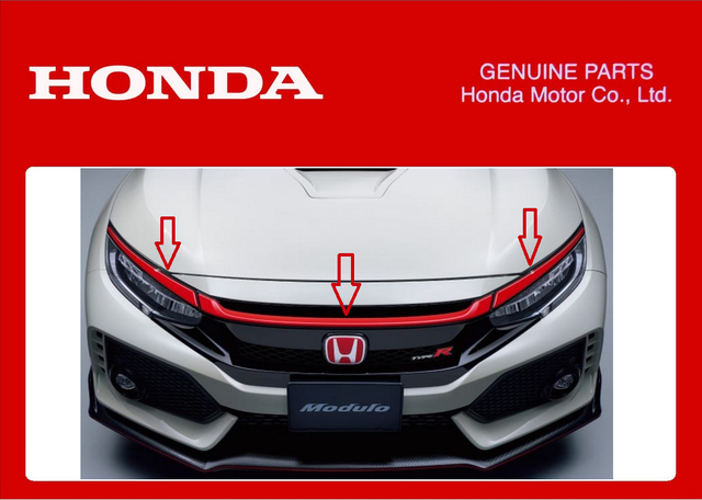 Honda Civic Type R Fk8 Front Grille Garnish Red 17 Modulo Oem Jdm Genuine For Sale Online Ebay