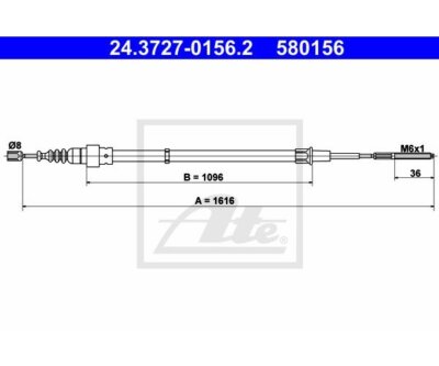Seilzug, Feststellbremse ATE 24.3727-0156.2 für VW Golf III