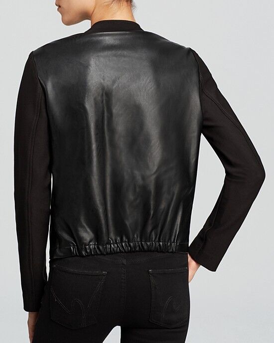 Karen Kane Black Vegan Leather Contrast Jacket, L - MSRP $238 | eBay