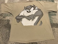 Vintage Tasmanian Devil Taz Wear Looney Tunes Shirt XL Tan Brown Single Stitch