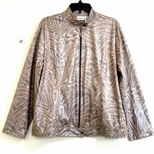 Chico s Women Jacket Tan Brown Metallic Animal Print Jacket Blazer Size 3 XL