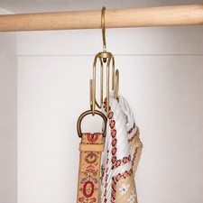 Vintage Swivel Brass Multi Use Scarf Belt Hanger Closet Organizer Space Saver