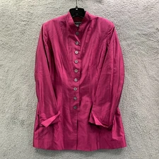 J Peterman Blouse Womens Size 16 / XL Top Silk Shoulder Pads Long tails*
