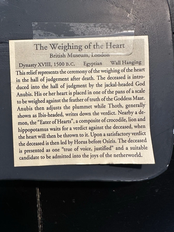 Colgante de pared de pizarra heiroglífica egipcia El peso del corazón Foto 3 de 4