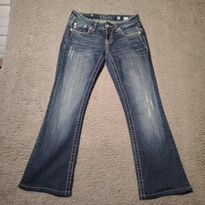 Miss Me Women's JE5734ER Easy Boot Distressed Low Rise Jeans Size 26 Cowgirl