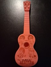 BEATLES Original 1964 Mastro Plastic Guitar Brooch Excellent w/ Red Print