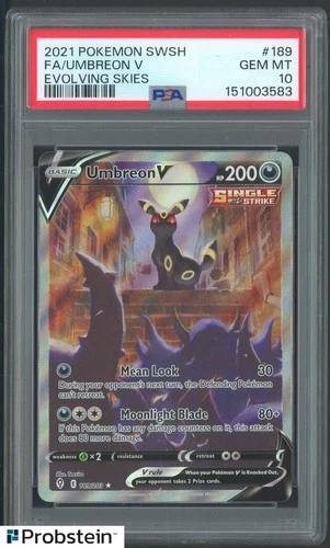 2021 Pokemon SWSH Evolving Skies #189 FA Umbreon V PSA 10 GEM MINT