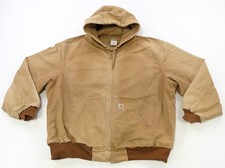 Rare Vintage CARHARTT Duck Canvas Full Zip Hooded Active Jacket 2000s Brown 3XL