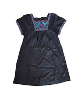 Madewell Black Linen Embroidered Dress Womens Small