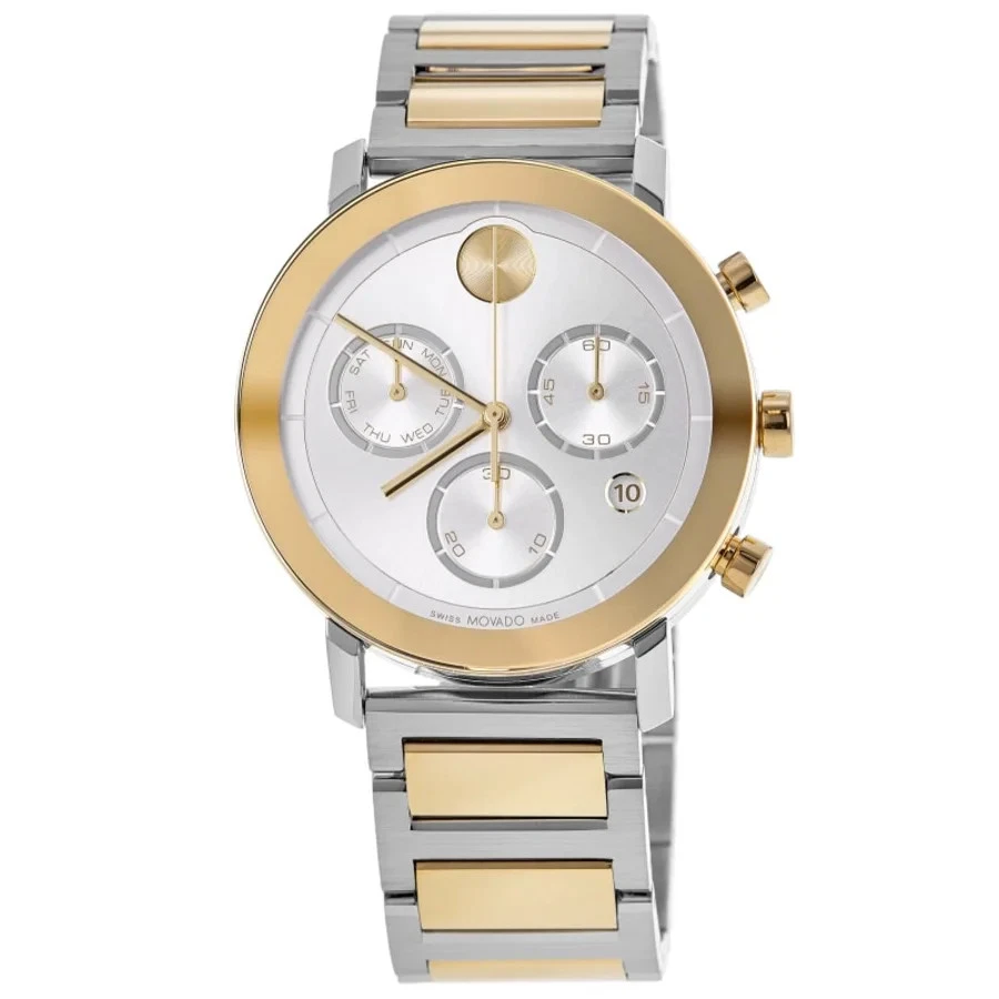 Nuevo reloj para hombre Movado Bold Evolution cuarzo cronógrafo esfera plateada 3600888