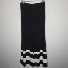 Joseph Ribkoff Black / White Striped Wide Leg Pants Stretch Pull On Women's Sz 8