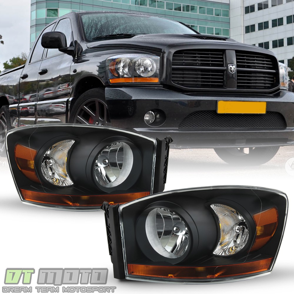 2006 2007 2008 Dodge Ram 1500 2500 3500 w/Black Bezel Headlights