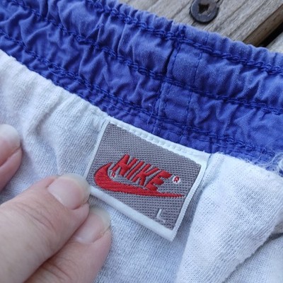 Nike Vintage Red Label Swim Shorts Size Large Blue Lined Nice!