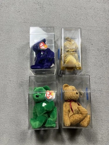 Vintage TY Beanie Baby Lot Princess Whisper Erin Curly With Cases Deer Bear