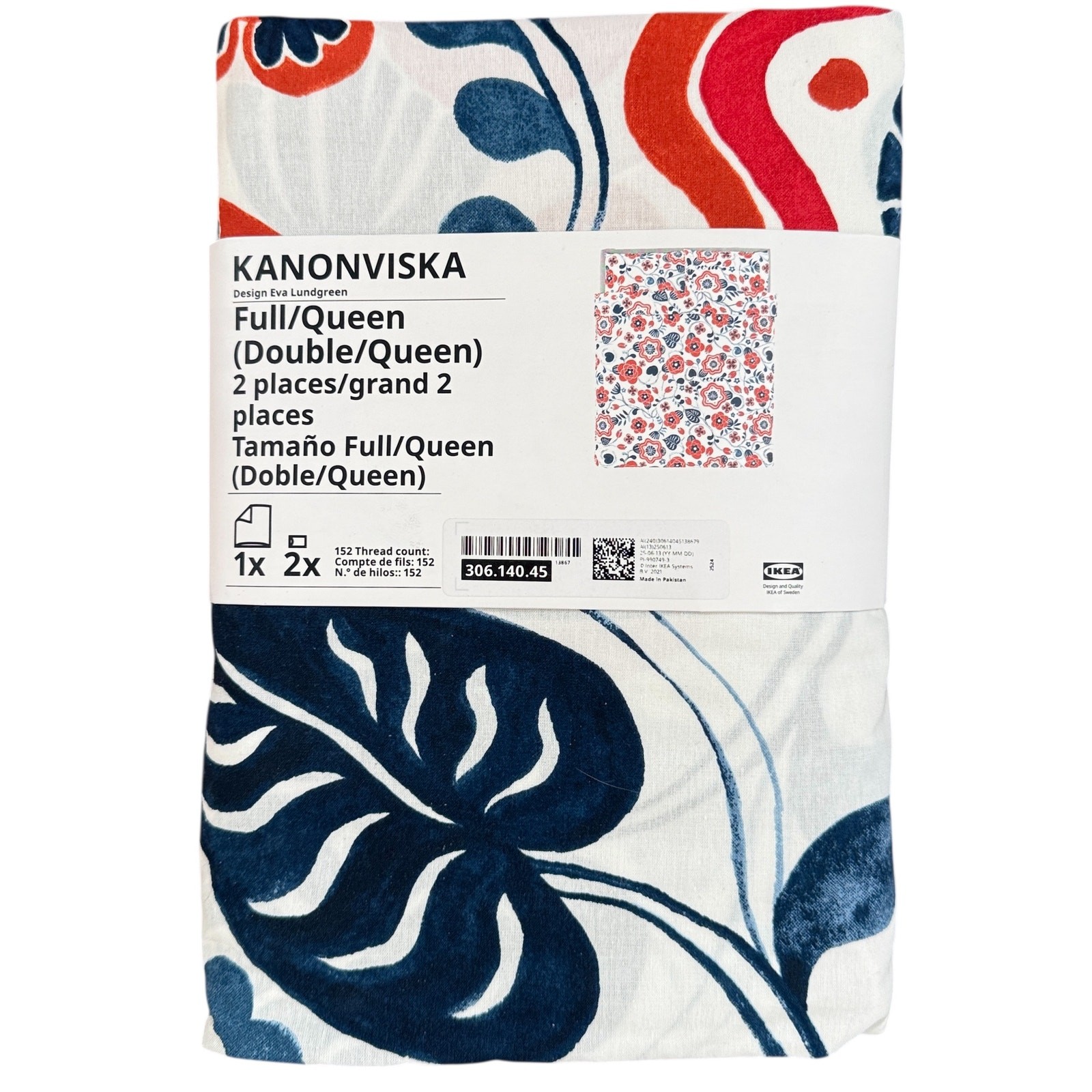 IKEA KANONVISKA Multicolor Floral Pattern FullQueen Duvet Cover - Pillowcases 12490₽