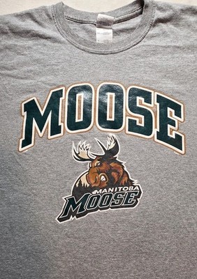 Vintage Manitoba Moose Hockey Team Graphic T-Shirt Gray Size XL Men's 