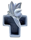 Vintage Original Nelson McCoy Lily Bud Cross Blue Planter.