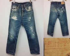 Vintage Levi's 501 Big E 1960's V Stitch Single Stitch 28x27 No Red Tab J3158