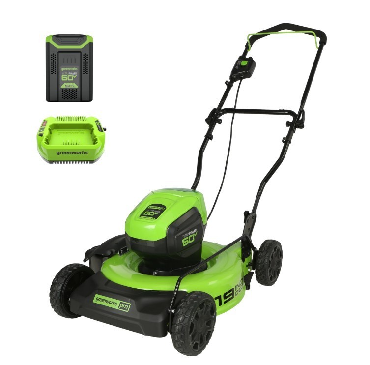 Greenworks 60V 19" Cordless Battery Push Lawn Mower with 5.0