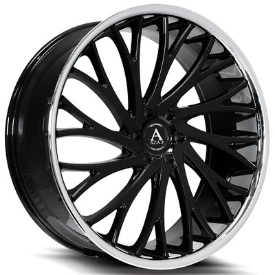 22x9.5''Azad Wheels AZV01 Gloss Black with SS Lip Rims (Regular Caps)