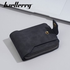 Men Leather Bifold Zipper Wallet Credit Card ID Holder Zip Around Purse Clutch