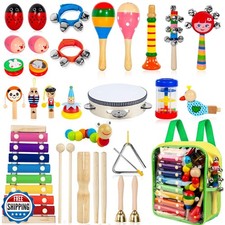 Kids Musical Instruments, 33Pcs 18 Types Wooden Percussion Instru