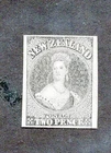 NZ: 1855, QV, BLACK SEPIA PROOF. ON THICK CARDBOARD. IMPERF.  2d.