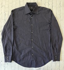 Hugo Boss Mens Button Down Shirt Size 39/40 Slim Fit Med Italian Finest Fabric