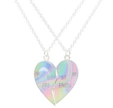 Claire  s Best Friends Cosmic Heart SplitPendant Necklaces - 2 Pack new