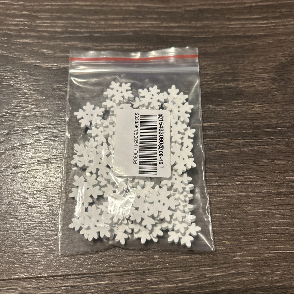 Snowflakes Sew-Thru Craft Buttons Christmas Winter Snow Cold White 2 Hole - Image 2 of 2