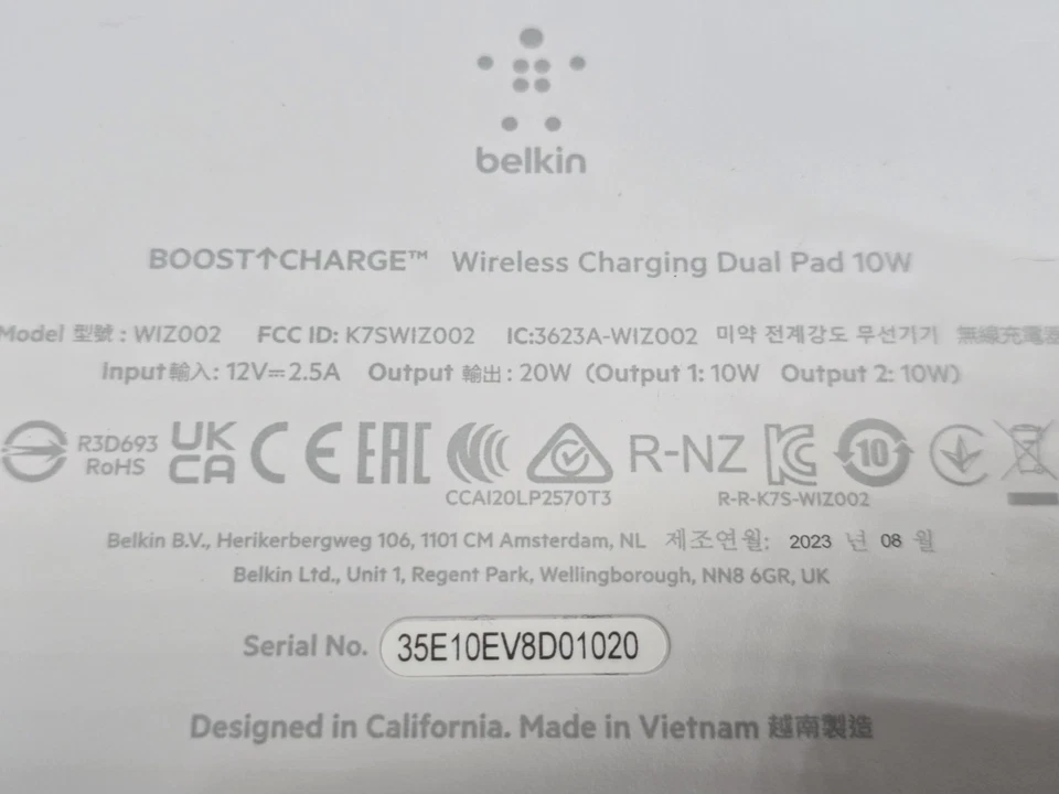 Almohadilla de carga inalámbrica doble Belkin 10W Qi - Blanca (WIZ002) - Envío rápido  Foto 4 de 4