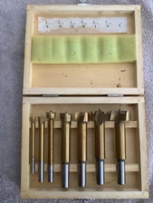Drill Master Boxed 7 Piece Forstner Drill Bit Set 1/4” to 1” Wood Box Light Use