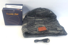Bluetooth Beanie Hat Wireless Headphone Speaker with Music Smart Cap Gray