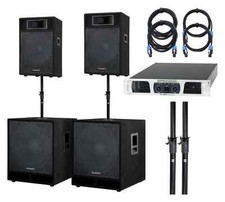 Impianto PA Audio Kit Sistema Completo Casse Subwoofer Cavo Amplificate 2800 W