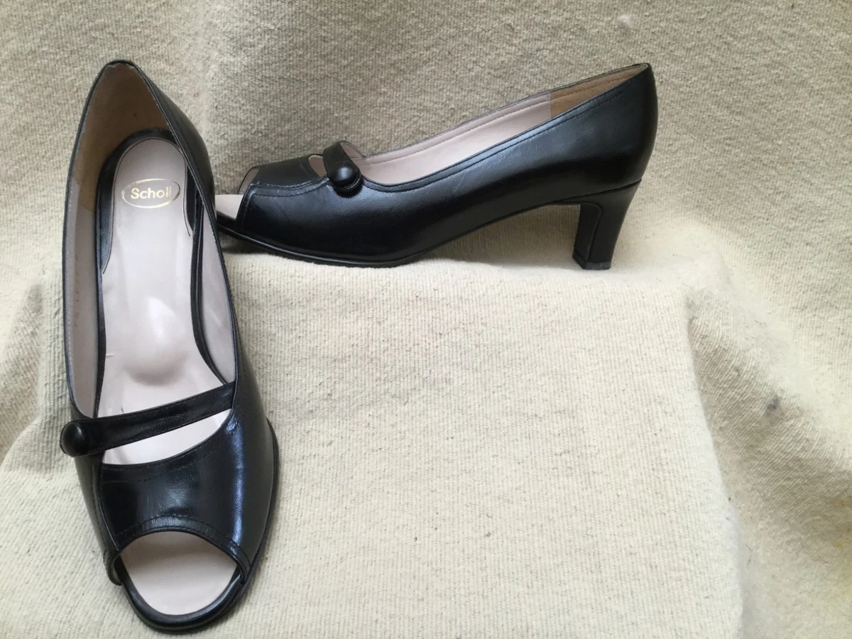 SCHOLL Women s BLACK LEATHER PUMPS 2